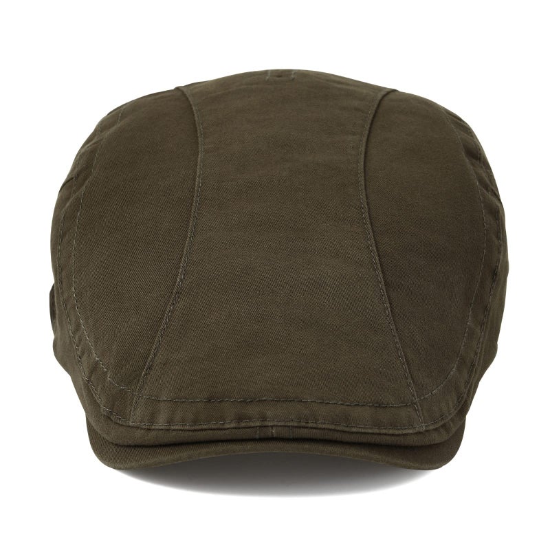 VOBOOM Men Cotton Newsboy Beret Hat Duckbill Buckle Cabbie Cap (Cotton-Army Green) - Image 3